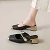 Nuevas sandalias francesas de un solo tirante estilo chino, nueva colección verano 2024, inspiradas en cuentos de hadas, sandalias Mary Jane de moda con tacón de bloque