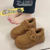Sapatos Birkenstock de sola grossa, tudo-em-um, para comércio exterior transfronteiriço, para mulheres, forrados com fleece, espessados, botas de neve quentes, sapatos de algodão slip-on, sapatos peludos