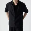 Linho Estilo Old Money Casual Verão 2026 Novo Manga Dobrada Corte Regular Masculino Manga Curta Camisa Polo Top