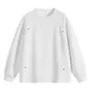 Sudadera de algodón con remaches y cuello redondo para hombre de marca de moda Otoño/Invierno 2026, chaqueta de punto acanalado para hombre, camiseta de manga larga para hombre