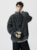 Suéter Cárdigan Retro Americano con Estampado de Leopardo y Cuello Alto para Hombres y Mujeres, Marca de Tendencia Otoño e Invierno, Chaqueta de Punto Holgada Estilo Perezoso para Parejas