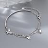 Nalan Prata de Lei S925 Estilo Frio High-End Borboleta Corrente Dupla Camada Meia Pulseira Pulseira Joia de Mão Elegante para Mulheres S6821