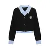 Conjunto Feminino Dois em Um com Gola Polo e Manga Longa Estilo College Design Original MRO para Início da Primavera