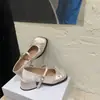 Alilovers Uau~Lindos e Doces Sapatos Mary Jane Quadrados com Salto Bloco e Laço com Acabamento Suave em Cetim