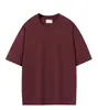 Camiseta de manga corta con hombros caídos, peso pesado de 280 g, hilo doble, color liso, cuello redondo, uniforme casual para grupo de trabajo