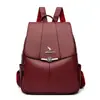 Mochila Feminina de Couro Macio de Canguru Nova Moda 2024 Mochila de Couro Genuíno Texturizada Versátil para Viagem Grande Capacidade Bolsa Antifurto