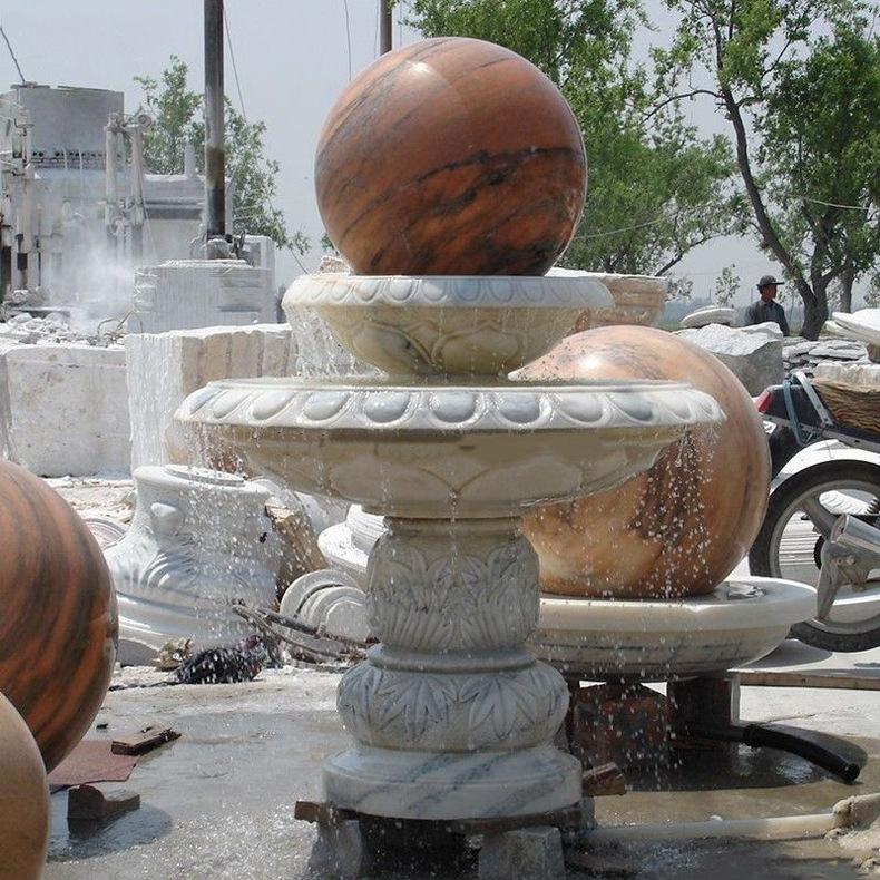 双层大理石喷泉石雕水转球喷泉室内小型风水球喷泉定制厂家01