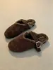 Medias Pantuflas de Dedo con Hebilla Retro para Mujer Otoño Invierno Nuevo Estilo Ropa de Exterior Suela Gruesa Versátiles de Ponerse Pantuflas Peludas