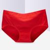 Roupa Íntima Feminina Cintura Média Cor Pura Tecido Puro Algodão Tamanho Grande Simples Viagem de Menina Doce