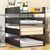 Organizador de arquivos de mesa multicamadas, estante de livros de armazenamento multicamadas, prateleira de armazenamento, material de escritório