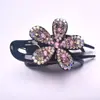 Nuevo pasador de pico de pato con pedrería en la parte posterior de la cabeza lleno de flor de diamante pasador horizontal exquisito moda pasador de tres dientes elegante pasador de pelo para niños