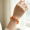 Pulseira de Cristal Natural, Simples de Círculo Único com Contas Redondas Joias Transfronteiriças, Joias Estilo Casal de Ágata Vermelha, Contas de Cristal para Mão