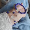 Pulsera de Lapislázuli 7mm DIY para Mujer Paquete de Oro de 14K Piedra Lunar Pi Jade Hetian Pulsera de Lapislázuli