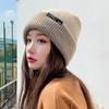 Gorro de lana de moda para mujer, de otoño e invierno, estilo coreano, combina con todo, de moda, cálido, suelto, para el frío, gorro de punto de lana con cabeza grande.