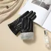 Guantes de Cuero para Hombres y Mujeres en Otoño e Invierno para Parejas, Estilo Coreano con Forro de Felpa, Engrosados, Cálidos, Cortavientos, Impermeables, para Ciclismo en Frío, Conducción, Pantalla Táctil