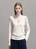 Suéter Tricot Slimming Gola V Simples Francês para Mulheres 2026 Novo Estilo 2653