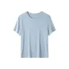 Camiseta Acetato Tencel Gola Redonda para Mulheres, Camada Interna Tricotada, Top Estiloso de Manga Curta, Estilo Fino de Verão, Novo Modelo 2026