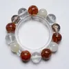 [Flor de Corazón de Azúcar] Pulsera de Cristal Blanco Natural para Mujer La Más Fácil de Combinar Flor Roja de Pegamento Blanco Luna Blanca Pulsera de Moda Venta al por Mayor