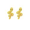 Pendientes de Serpiente Incrustados de Diamantes con Diseño Lujoso Oro de Arena Vietnamita Pendientes de Serpiente Simples para Mujer Joyería Transfronteriza de Larga Duración