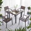 Mesas y Sillas de Plástico Madera para Exteriores Patio Jardín Villa Combinación de Mesa y Silla para Exteriores Tienda de Té con Leche Cafetería Mesas y Sillas de Plástico Madera para Ocio