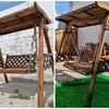Columpio de madera maciza para patio exterior, silla colgante pastoral de doble protección contra la corrosión y a prueba de sol para balcón exterior, jardín