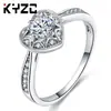 Accesorios europeos y americanos anillo con forma de corazón de diamantes de imitación joyería de plata lote mixto anillo de moda versátil que no se decolora regalos de cumpleaños