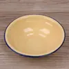 Tazón de Esmalte Grueso de Color Sólido, Tazón Nostálgico Antiguo con Borde Enrollado, Tazón para Arroz, Tazón de Esmalte con Borde Enrollado para Uso en el Hogar y Restaurante