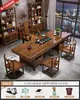 Juego Grande de Mesa de Té y Sillas de Madera Maciza, Una Mesa y Cinco Sillas, Mesa de Té de Estilo Chino Nuevo, Adecuado para Oficina o Uso en Casa, Estación para Preparar Té