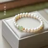 "Wanwan" Pulsera Natural de Jade Hetian Perla Shijia Pulsera de Oro de 18K Pulsera de Jade de Alta Gama para Mujer