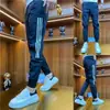 Pantalones casuales de verano para hombre, a rayas, juveniles, versátiles, deportivos, pants, corte slim, pantalones harén, engrosados, tendencia nicho, cónicos