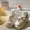 Zapatos Mary Jane Bajos Estilo Francés 2025 Nuevos Blancos Puntera Redonda Tacón Grueso Suela Gruesa Zapatos Mary Jane de Cuero para Mujer Verano