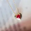 Silver Art Source Prata Pura S925 Pingente Elegante e Estiloso em Formato de Coração Corrente de Clavícula Fashion Tendência Luxo Leve Presente para Namorada
