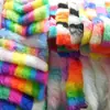 Atacado Coelho Raposa Jacquard Listras Coloridas Pelo de Coelho Sintético Pelo Artificial Pelúcia Lã Grossa Tingida em Fio Tecido Colorido para Brinquedos