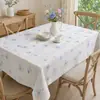 Mantel de imitación lino floral estilo crema, impermeable y a prueba de aceite, lavable, mantel rectangular para mesa de comedor, cubierta para mesa de centro de estilo pastoral para el hogar