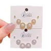 Nuevos Pendientes Redondos Geométricos de Zircón y Perla Tres Pares de Pendientes Exquisitos y de Alta Gama para Mujer Juego de 6 Piezas de Joyería