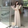 Vestido Longo Gola V em Tecido Térmico, Versão Coreana 2026, Novo Estilo Outono e Inverno, Ajuste Slim, Valoriza o Corpo, Vestido de Tricô com Caimento para Mulheres