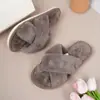 2026 Nuevas Pantuflas de Piel Bordadas con Lazo Pequeño Pantuflas de Algodón para Interiores Suela Suave Cálida Pantuflas Versátiles para el Hogar