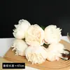 Flores Artificiales Atadas a Mano con 6 Peonías, Flores Falsas Decorativas Estilo Europeo para Bodas, Flores de Peonía Simuladas, Ramo de Novia