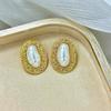 Pendientes Ovalados Vintage de Aleación Lugong para Mujer Pendientes de Perla Estilo Barlot Exagerado Joyería para Orejas Personalizada de Gama Alta Europea y Americana