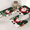 Tapetes de Chão para Banheiro Resistentes a Manchas de Natal, Tapetes de Chão para Vaso Sanitário Doméstico, Conjunto de Três Peças de Tapetes, Fabricantes de Tapetes de Porta de Banheiro e Capachos