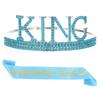 Corona de Cumpleaños Europea y Americana para Hombres, Set de Cinturón de Etiqueta, Corona de Rey para Hombres, Tiara, Sombrero para Pastel, Fiesta de Cumpleaños, Disfraz