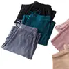 Pantalones de pierna ancha con cordones de tela brillante de verano 2022 Pantalones tipo papel Drop Pantalones casuales lisos coreanos para mujer