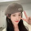 Gorra de lana redonda estándar para mujer, sombrero de boina de red roja cálido para otoño e invierno, de doble uso frontal y trasero, sombrero de pintor retro versátil