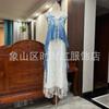 Vestido de praia original Yunnan Guizhou Dali, tingido com plantas, feito à mão, estilo étnico, tingido em azul