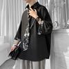 Camisa de seda de gelo de manga de sete pontos masculina de manga curta verão estilo frio camisa masculina de fadas ins estilo de Hong Kong Duffy Maré bonita