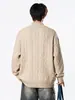 Cardigan Suéter de Tricô Gola Alta Retrô Americano Masculino High-End Casual Versátil Tendência Moda Simples Cor Sólida Roupa Exterior