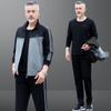 Abrigo Holgado Casual para Hombre de Mediana Edad de Primavera y Otoño con Solapa y Combinación de Colores, Conjunto Deportivo de Tres Piezas para Correr para Mediana Edad y Ancianos