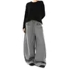 Pantalones deportivos casuales negros de pierna ancha para mujer, otoño e invierno nuevos, retro americano de alta gama, holgados con caída, rectos, para deportes
