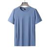 Camiseta de verano fina de talla grande de seda de hielo para hombre, informal, deportiva, transpirable, elástica, holgada, de cuello redondo y secado rápido, de media manga.