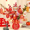 Bonsai de planta e flor verde, árvore da paz, pequeno ornamento, festivo e elegante para o Festival da Primavera, decoração de pendurar de Ano Novo para a sala de estar